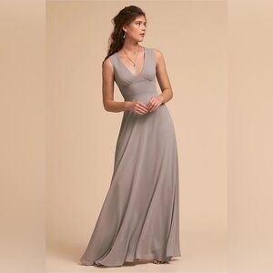 BHLDN Capulet Maxi Dress Gray Sleeveless V-Neck Bridesmaid Formal Gown S